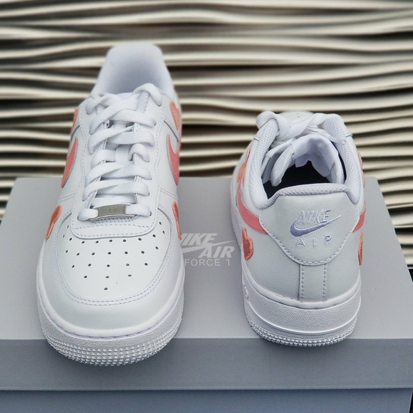 Custom Nike Air Force 1 Custom Hearts White Pink - Picture 4 of 7